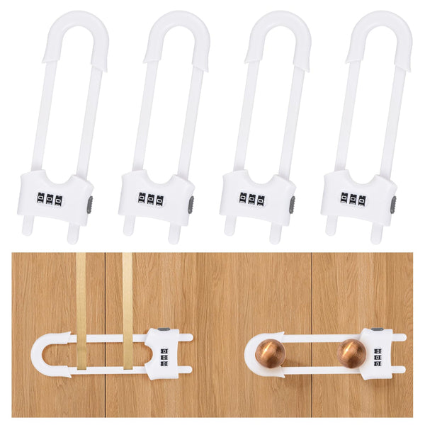 4 Pack U-Shaped Sliding Cabinet Locks, Adjustable Baby Proof Clips for Home Cabinets and Doors