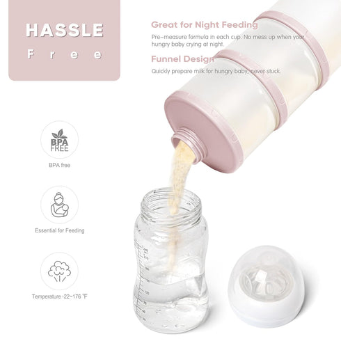 2 Pack, Termichy Stackable Formula Dispenser Portable Milk Powder Container, Light Pink
