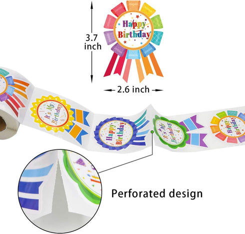 Fancy Land Happy Birthday Badge Stickers for Kids, 200 Pcs It's My Birthday Stickers for Home Classroom Party Decoration