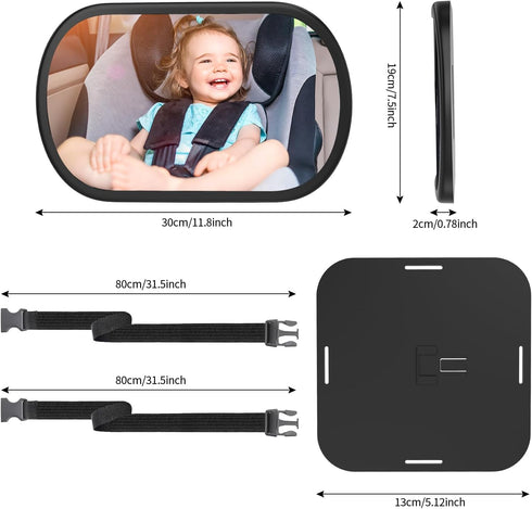 360Rotation, Baby Car Mirror, Safety Car Seat Mirror for Rear Facing Infant, Clear Wide View, Easily Observe the Baby