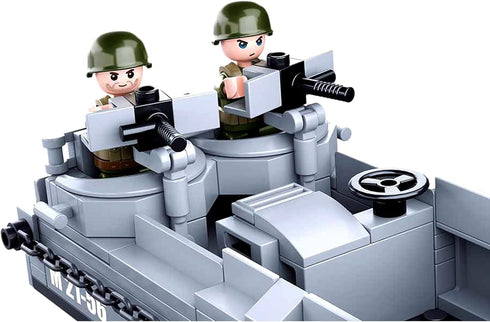hhohio 2 WW2 Set, 4 (325 World War Landing Craft Building Toys Military Vehicle Brick WWII Army Warship Boat Model
