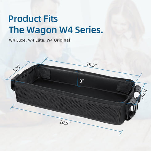 Redcoutt (W4 Stroller Snack Tray Compatible with Wonderfold Wagon - Upgraded with Extra Thick Base, Waterproof Faux