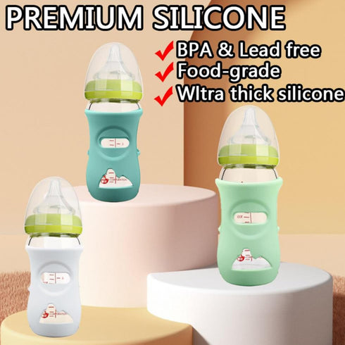 iLulala 4PCS 8 oz, Silicone Sleeves for Avent Natural Glass Baby Bottles, Anti Breakage Baby Bottle Holder Compatible