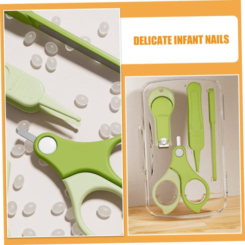 Set CHILDWEET Manicure Kit with Nail Clippers and Nail Filer for Infants Portable Green for Newborn Grooming and Travel