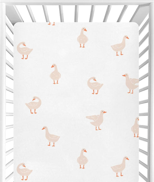 Cute Gooses Duck Baby Crib Sheets - Mini Crib Sheets Fitted for Boys Girls, Neutral Toddler Bed Sheets, 27"x 39"