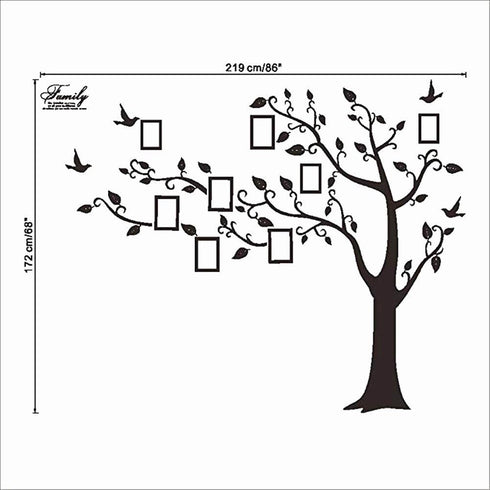 Large Family Tree Wall Decor, DIY Black Photo Frame Sticker Decal Art for Living Room Home Decor