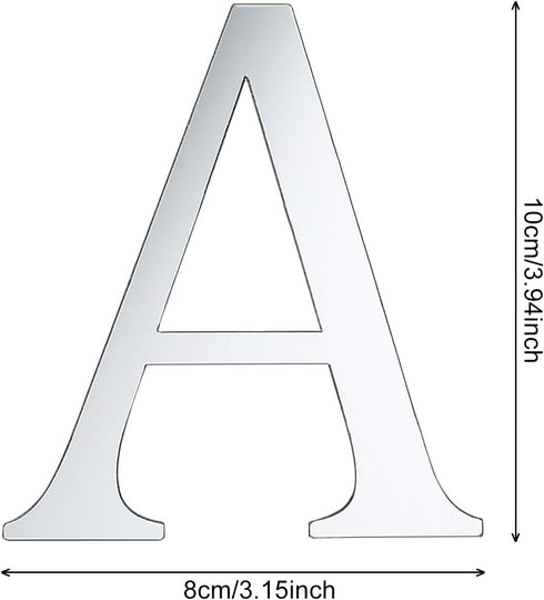 27 Pieces Alphabet Mirror Decal Name Sticker Art, Silver Acrylic Wall Decals with & Symbol for Parties