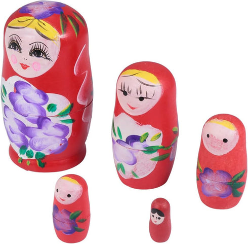TOYANDONA Russian Nesting Dolls for Kids, Wood Matryoshka Doll Stacking Nested Set, Handmade Girl-Pattern Toys