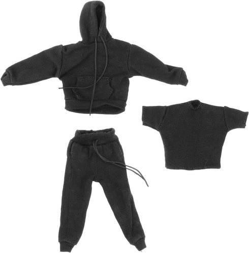 Yiju 3X 1:12 Man's Sweatshirt Outfit - 1/12 Scale Figure Doll Clothes, Pants + Hoody for 6 Inch Action Figures