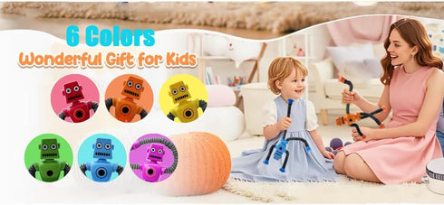 Wririwud 6PC,Toys 3 4 5 6 7 8 9,Christmas Robot Sensory Travel Roadtrip Toys for Kids with Autism, Suction Autism Pop