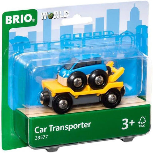 BRIO World 33577 Car Transporter, 2 Piece Wooden Toy Train Set, Ideal for Kids Ages 3+