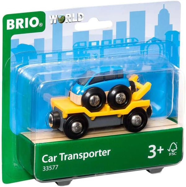 BRIO World 33577 Car Transporter, 2 Piece Wooden Toy Train Set, Ideal for Kids Ages 3+
