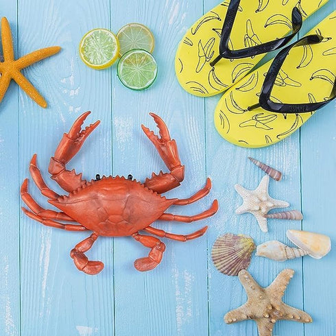 AUEAR, 2 Pack Fake Animal Sea Life - Blue Red Crabs Action Figures Ocean Model Ornament for Swim Bath