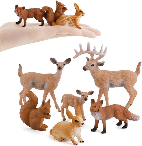 6 Pcs Simulated Forest Animal Models, Woodland Creatures Figurines Educational Props for Kids