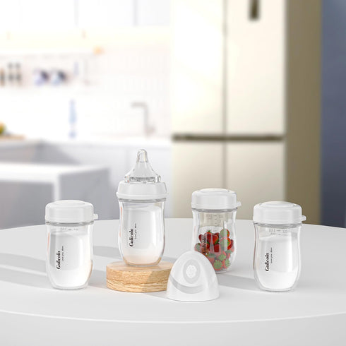 5 oz, 4 Pack Gulicola Glass Breastmilk Storage Bottles, Wide Neck Breastmilk Collection Bottles, - White