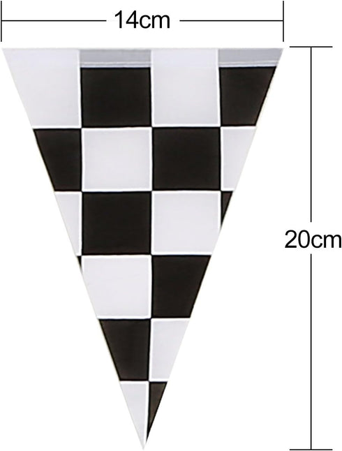 10 Meters Checkered Pennant Banner, Racing Flag Party Decoration for Race Theme Birthday Party