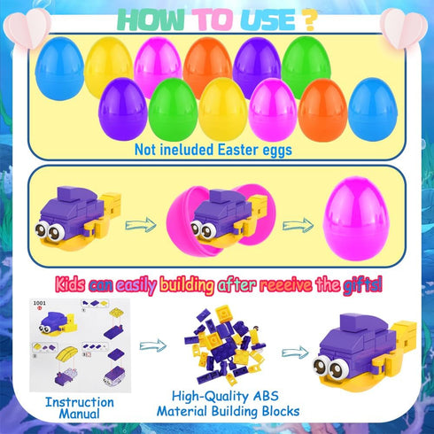 WODMAZ 24 Packs Sea Animal Building Blocks for Kids Easter Egg Fillers Basket Stuffers Egg Hunt Birthday Party Favor