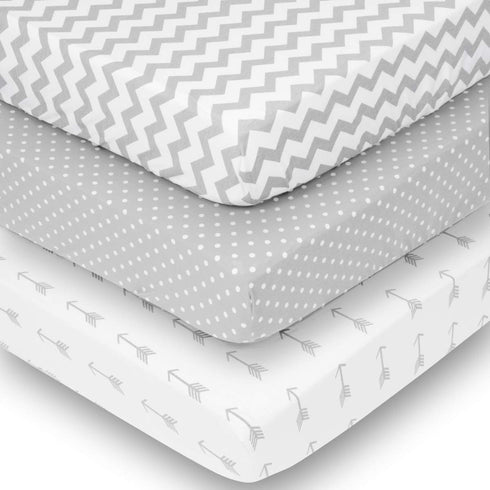 BaeBae Goods 4 Pack, Set, Premium Crib Sheets for Baby Boys and Girls, Soft and Breathable Jersey Knit Fitted Sheet