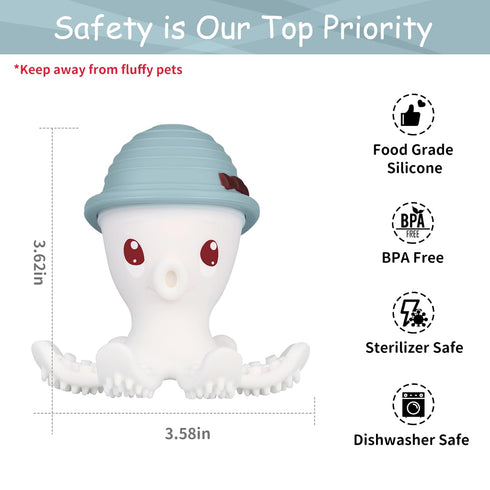 Baby Teether Toys for 3-12 Months, Fun Teething Toys for Infant 12-18 Months, Mombella Octopus Silicone Comfort Chewing