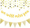 Gold Glitter Graduation Banner - We Will Miss You and Triangle Flag Banners for Farewell Party Decorations