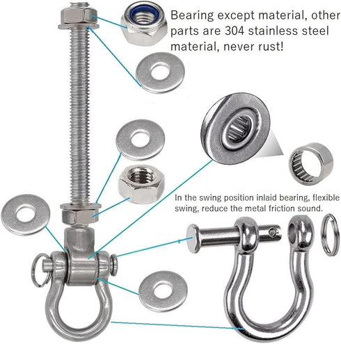 2 Permanent Anti-Rust Heavy-Duty Bearing Swing Hanger Mute (10mm) for 180° Swing, 1500 lb Capacity