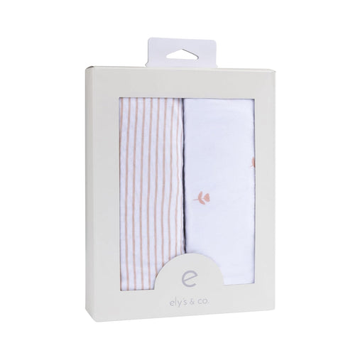 Ely’s & Co. Changing Pad Cover, 2 Pack, Diaper Changing Table Sheets for Baby Girls, Pink Tulip Collection