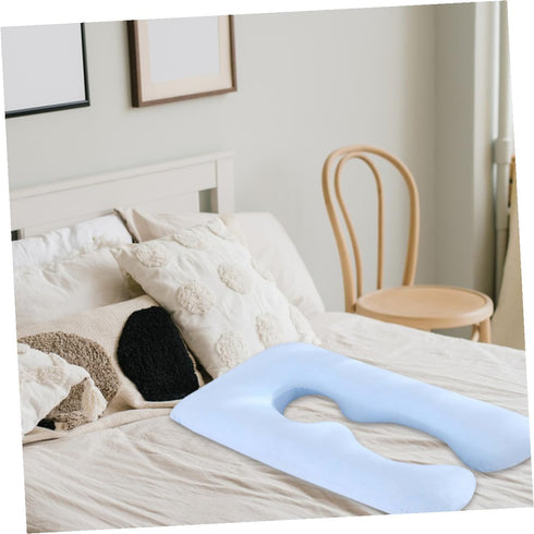 U-Shape Pregnancy Support Pillow Case Multi-Functional Body Cushion Cover for Side Sleeping Durable Washable Sky Blue