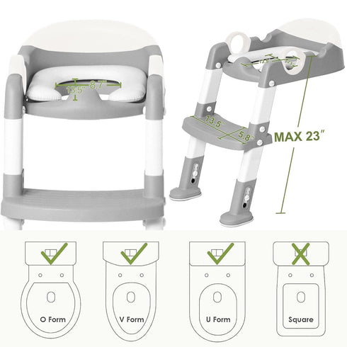 Potty Training Seat with Step Stool Ladder for Kids and Toddler,Wiifo Sturdy Potty Ladder with Soft Padded Cushion