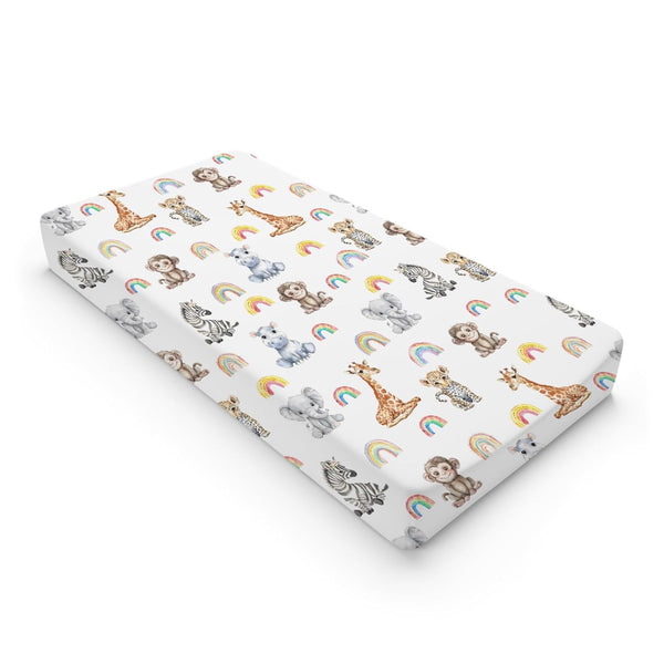 Jungle Safari Animals Changing Pad Covers, 32''x16'' Zoo Leopard Elephant Giraffe Zebra Hippo Monkey for Boy Girl