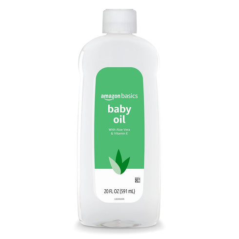 Amazon Basics Baby Oil with Aloe Vera & Vitamin E, Helps Prevent