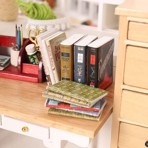 X Hot Popcorn Miniatures Dollhouse Books, 25PCS 1:12 Scale Mini Books for Doll House Decor