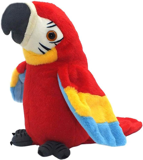 Talking Parrot Plush Toy that Repeats What You Say, Mimicry Pet Buddy Gift for Children (RED)