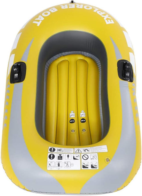 Inflatable Kayak Canoe Portable Boat for 1 Person, Air Rowing Boat for Swimming Pool and Lake Fishing Yellow