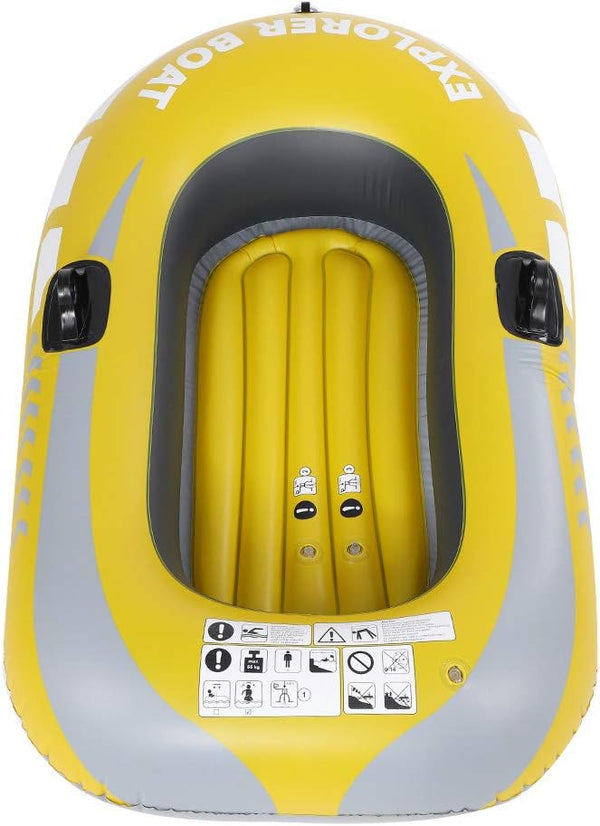 Inflatable Kayak Canoe Portable Boat for 1 Person, Air Rowing Boat for Swimming Pool and Lake Fishing Yellow
