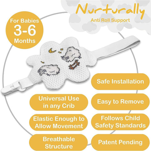 3 6 Nurturally Baby Anti Roll Sleeper Support, Safe & Breathable Fabric, Baby Anti Roll Sleep Positioner Designed