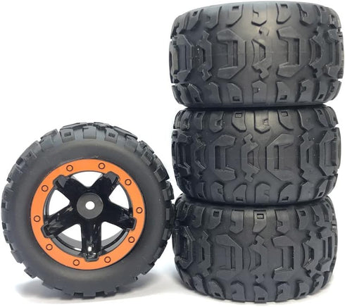 4pcs/Set Remote Control Vehicle Tires Fit The 1/16 1/14 1/12 RC Car Off-Road Vehicle Hub Modification and Opgrading Accessories (Orange)