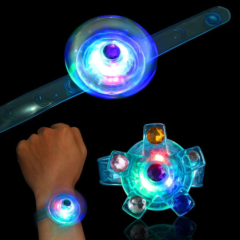 12 Pack LED Light Up Fidget Spinner Bracelets, Glow in The Dark Party Favors for Kids 4-12, Birthday Gifts
