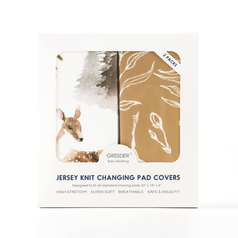 Set 2 Pack, 32"/34" 16" GRSSDER Stretch Ultra Soft Jersey Knit Changing Pad Cover Change Table Pad Covers Fit x Pads