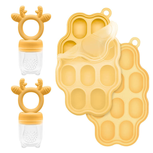 Baby Fruit Feeder and Breastmilk Popsicle Molds for Teething Relief | BPA Free Silicone Baby Food Teether Feeder (2