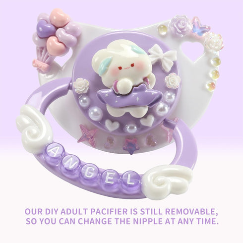 CutiePlusU Adult Size Pacifier DIY Big Shield Pacifier - White Purple