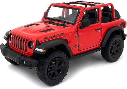 Jeep Wrangler Rubicon Off Road Die Cast Model by KiNSMART - 5 inch 1:34 Scale Toy Car (Red Opentop)