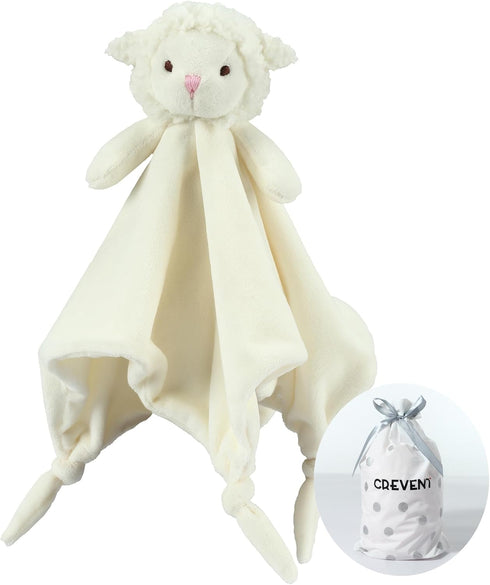 CREVENT Soft Cozy Baby Blankets + Security Blanket Set with Gift Bag, Newborn Essentials (Ivory)