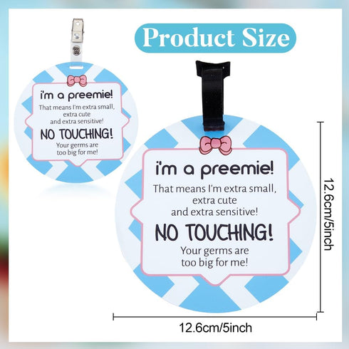 2 Pack PLIGREAT No Touching Baby Car Seat Sign, No Kissing Baby Stroller Tag with Hanging Straps and Clip, No Touch