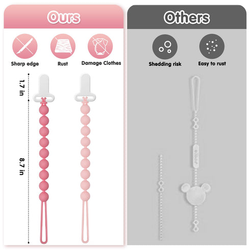 Draklary 4 Pack Pacifier Clips Baby Girls - Paci Clip Silicone Soothe Baby Binky Holder for Newborn Essentials Shower