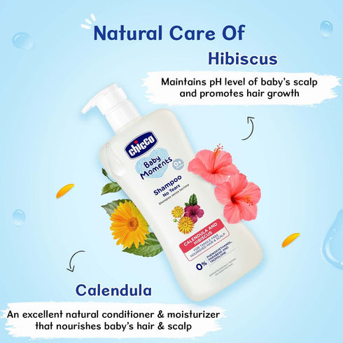 BEAUTY BRATS 200 ml, Chicco Baby Moments Shampoo for Babies, Calendula & Hibiscus, No Tears, Soft & Smooth Hair