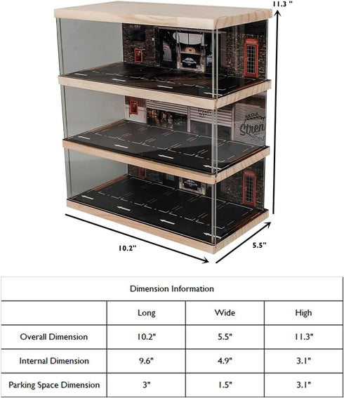 3-Tiers Vehicle Model Display Case 1:64 Scale for Sports Car and Lego Collectors, Alloy Car Model Toy Stand