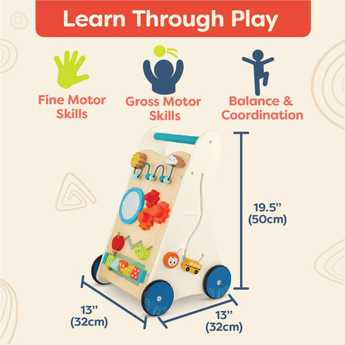 B. toys Little Learning Steps, Wooden Activity Walker, 7 Educational Activities, Learning & Walking Toy for Toddlers