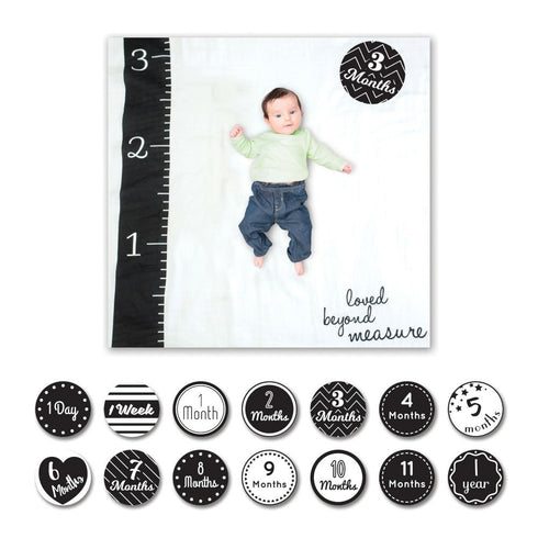 lulujo Baby's First Year Milestone Blanket and Cards Set, Loved Beyond Measure