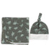 Set Baby Boy Receiving Blanket Swaddle Blanket Newborn Wrap Sack Headband -Dinosaur Pattern (Green)