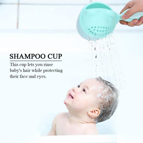 Baby Shampoo Rinse Cup Waterfall Spout Rinse Cup Sprinkler Bottle Cute Bear Shape Shower Water Scoop Head Washing Shampoo Rinse Cup Children's Products Bathroom Accessories(Green)